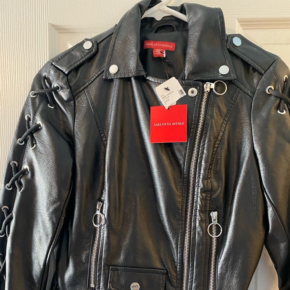 Saks Fifth Ave black moto jacket